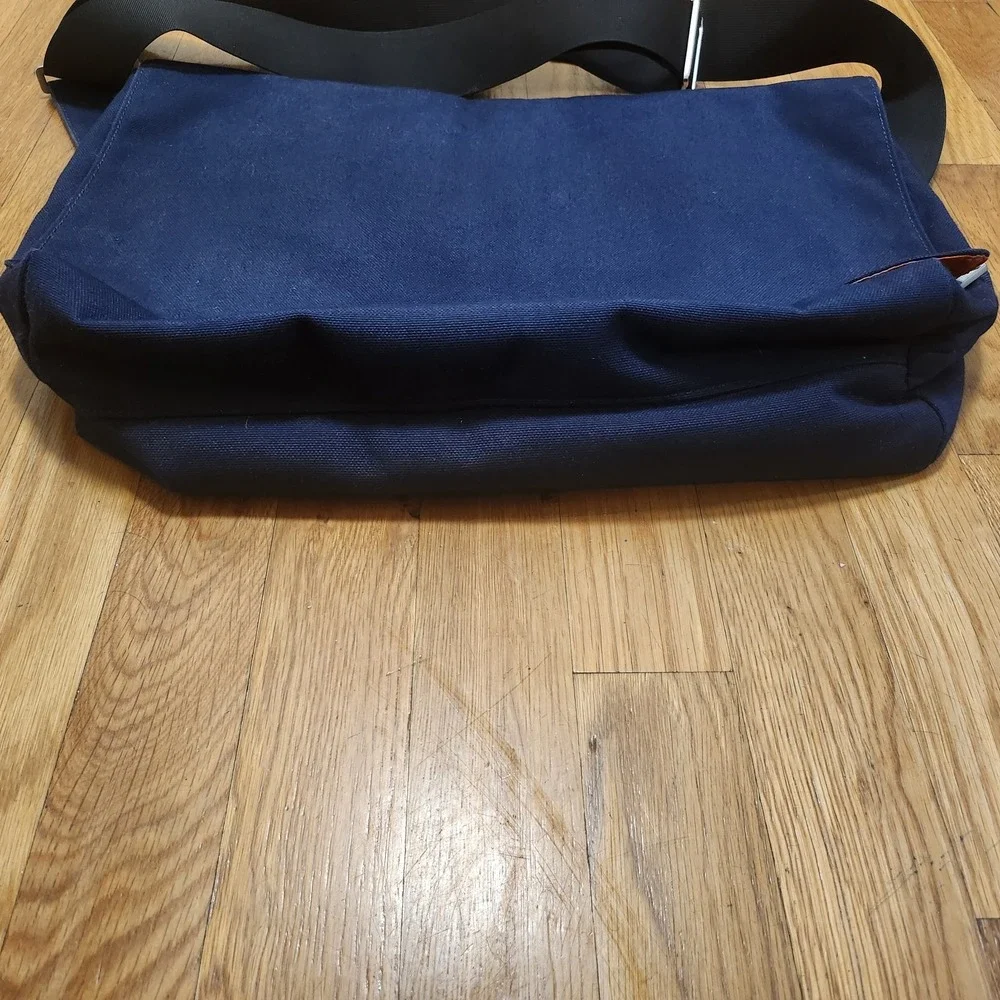 Jack Spade Greene Street Messenger Bag Blue Canvas Orange liner